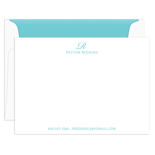 Elegant Script Initial Flat Note Cards